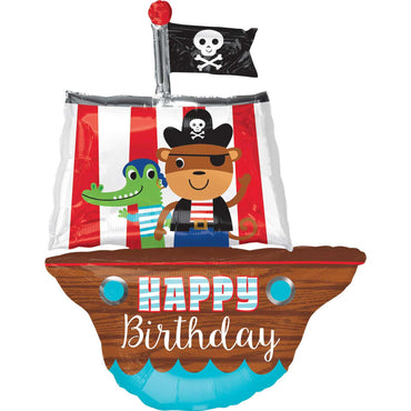 Happy Birthday Pirate Ship SuperShape Balloon 93x86cm Balloons & Streamers - Party Centre - Party Centre