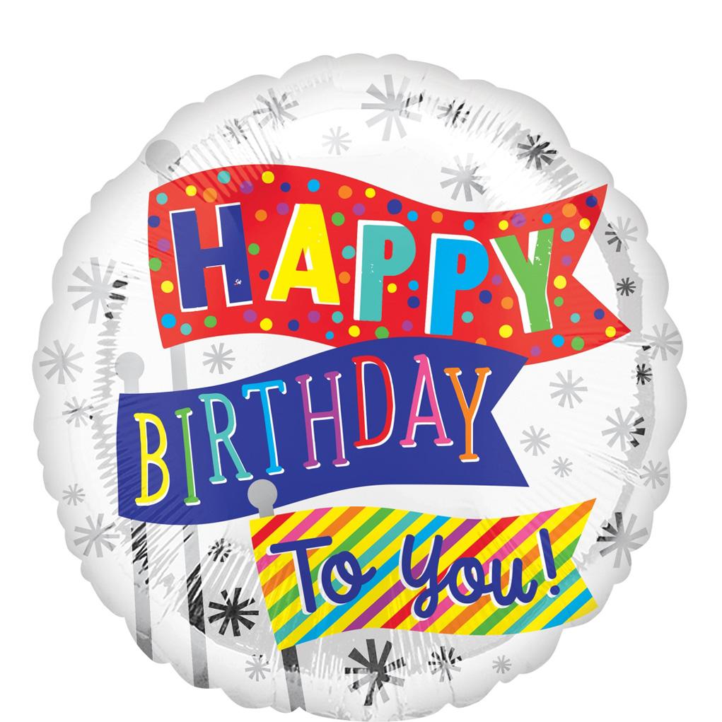 Happy Birthday Fun Flags Foil Balloon 45cm Balloons & Streamers - Party Centre - Party Centre