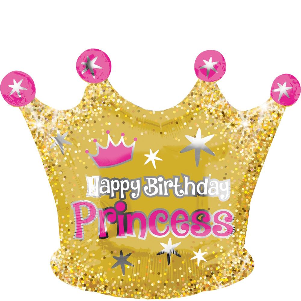 Happy Birthday Gold Crown Junior Shape 50x40cm Balloons & Streamers - Party Centre - Party Centre