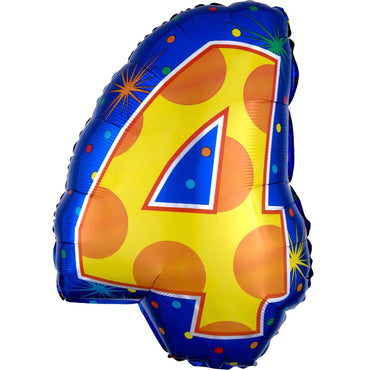 Number 4 Confetti Dots Junior Shape Balloon 35x50cm Balloons & Streamers - Party Centre - Party Centre