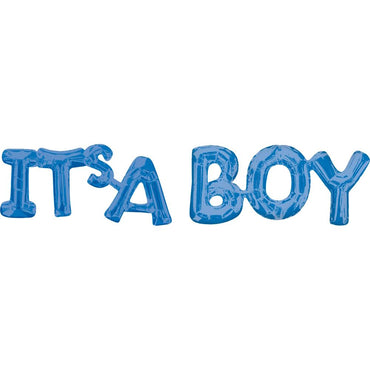 It's A Boy Blue Block Phrase Foil Balloon Balloons & Streamers - Party Centre - Party Centre