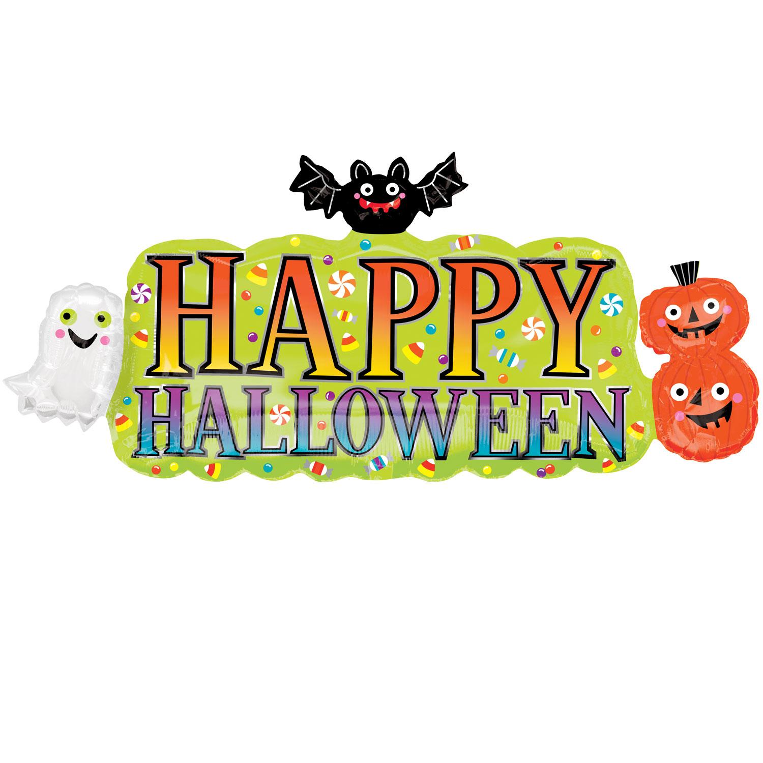 Happy Halloween Banner SuperShape Balloon 91x40cm Balloons & Streamers - Party Centre - Party Centre