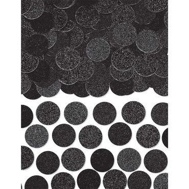 Jet Black Glitter & Foil Circle Confetti 2.25oz Decorations - Party Centre - Party Centre