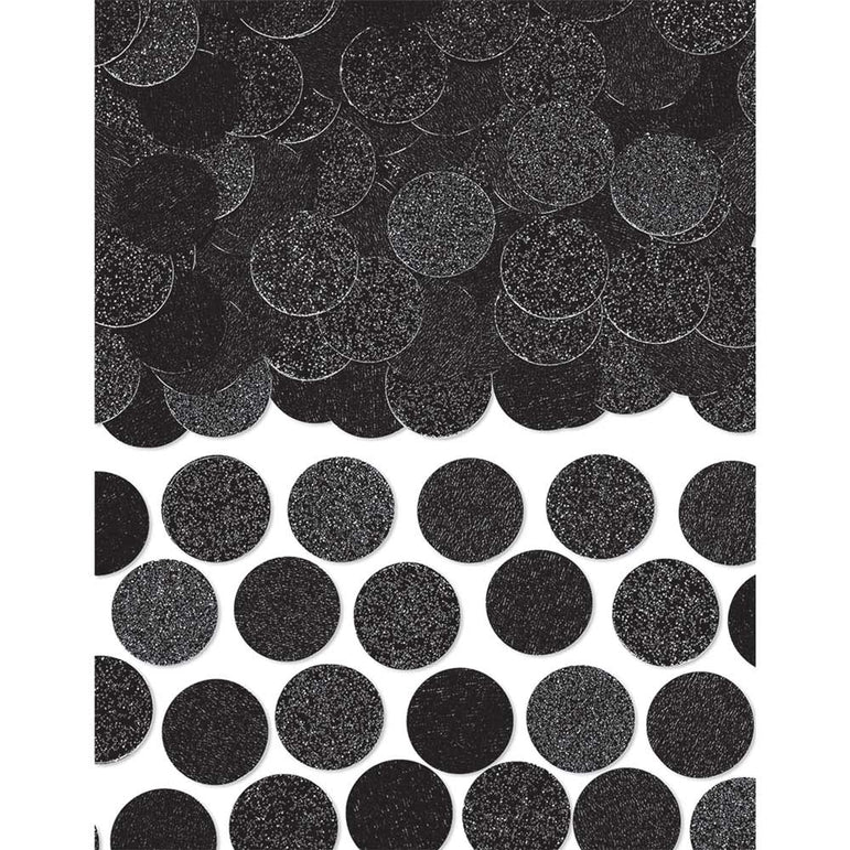 Jet Black Glitter & Foil Circle Confetti 2.25oz Decorations - Party Centre
