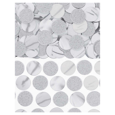 Silver Glitter & Foil Circle Confetti 2.25oz Decorations - Party Centre - Party Centre