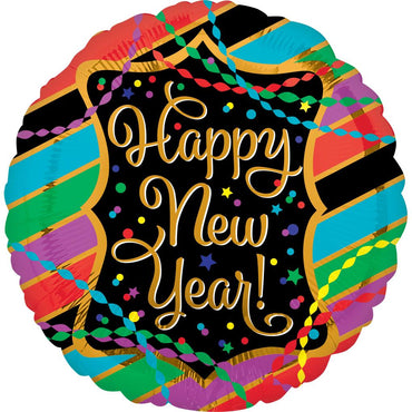 New Year Streamers & Stripes Foil Balloon 45cm Balloons & Streamers - Party Centre - Party Centre