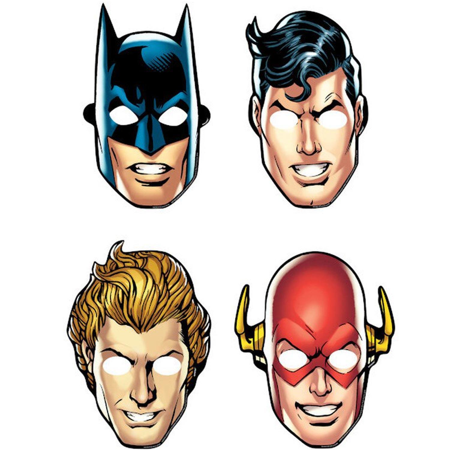 Justice League Heroes Unite Paper Masks 8pcs Costumes & Apparel - Party Centre - Party Centre