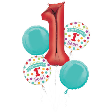 Baby's 1st Year Balloon Bouquet 5pcs Balloons & Streamers - Party Centre - Party Centre