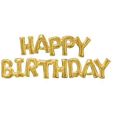 Happy Birthday Gold Phrase Foil Balloon Balloons & Streamers - Party Centre - Party Centre