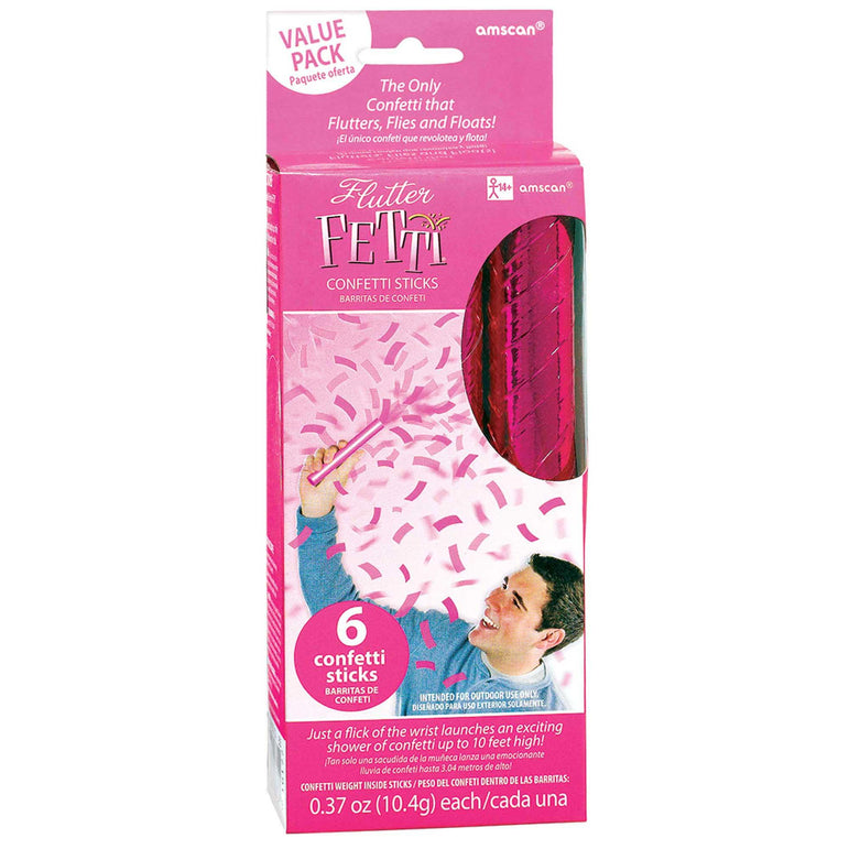 Pink Flutter Fetti 6pcs Decorations - Party Centre