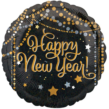 Happy New Year Sparkle Streamers Holograpic Balloon  45cm Balloons & Streamers - Party Centre - Party Centre