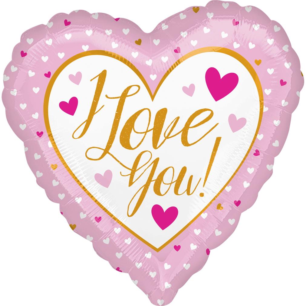 I Love You Gold & Pink Foil Balloon 45cm Balloons & Streamers - Party Centre - Party Centre