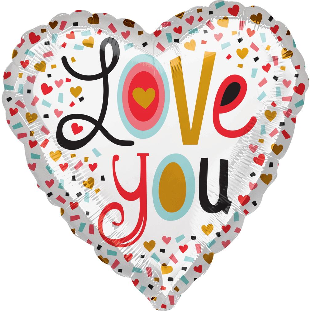 Love You More Confetti Foil Balloon 45cm Balloons & Streamers - Party Centre - Party Centre