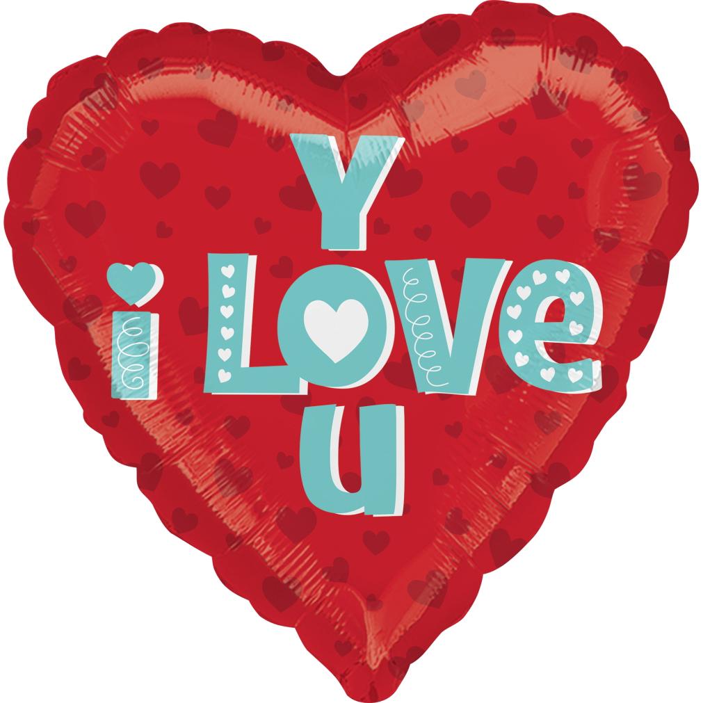 I Love You Type Foil Balloon 45cm Balloons & Streamers - Party Centre - Party Centre