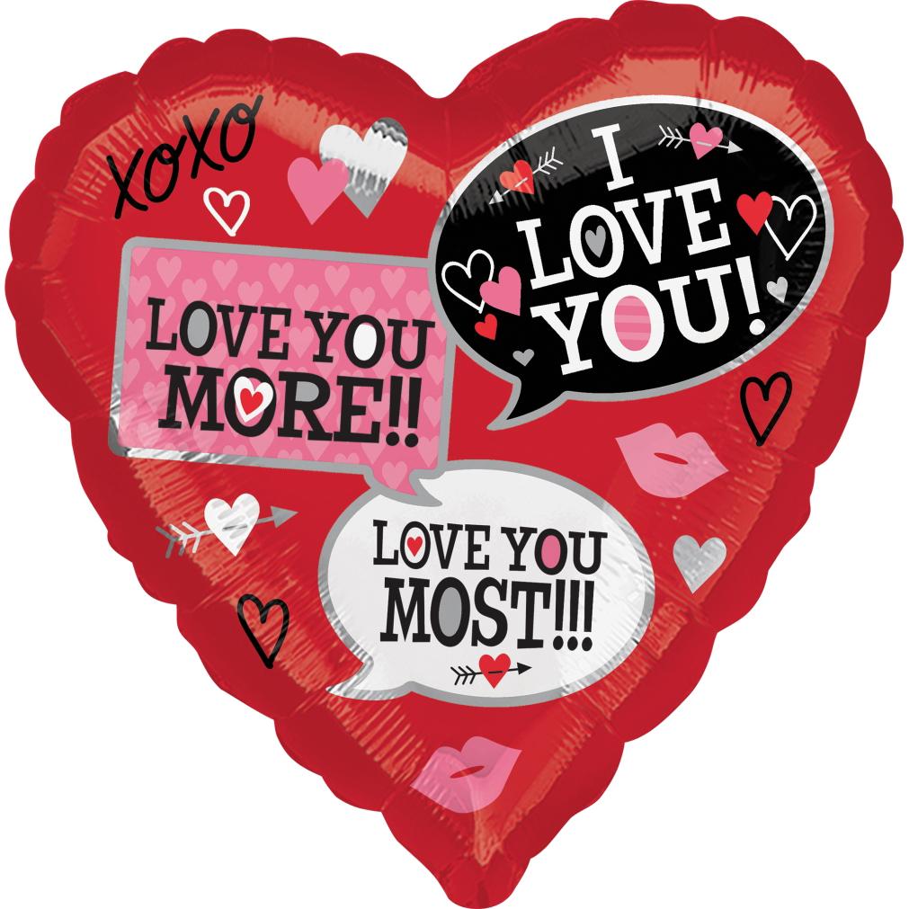 Love You Most Foil Balloon 45cm Balloons & Streamers - Party Centre - Party Centre