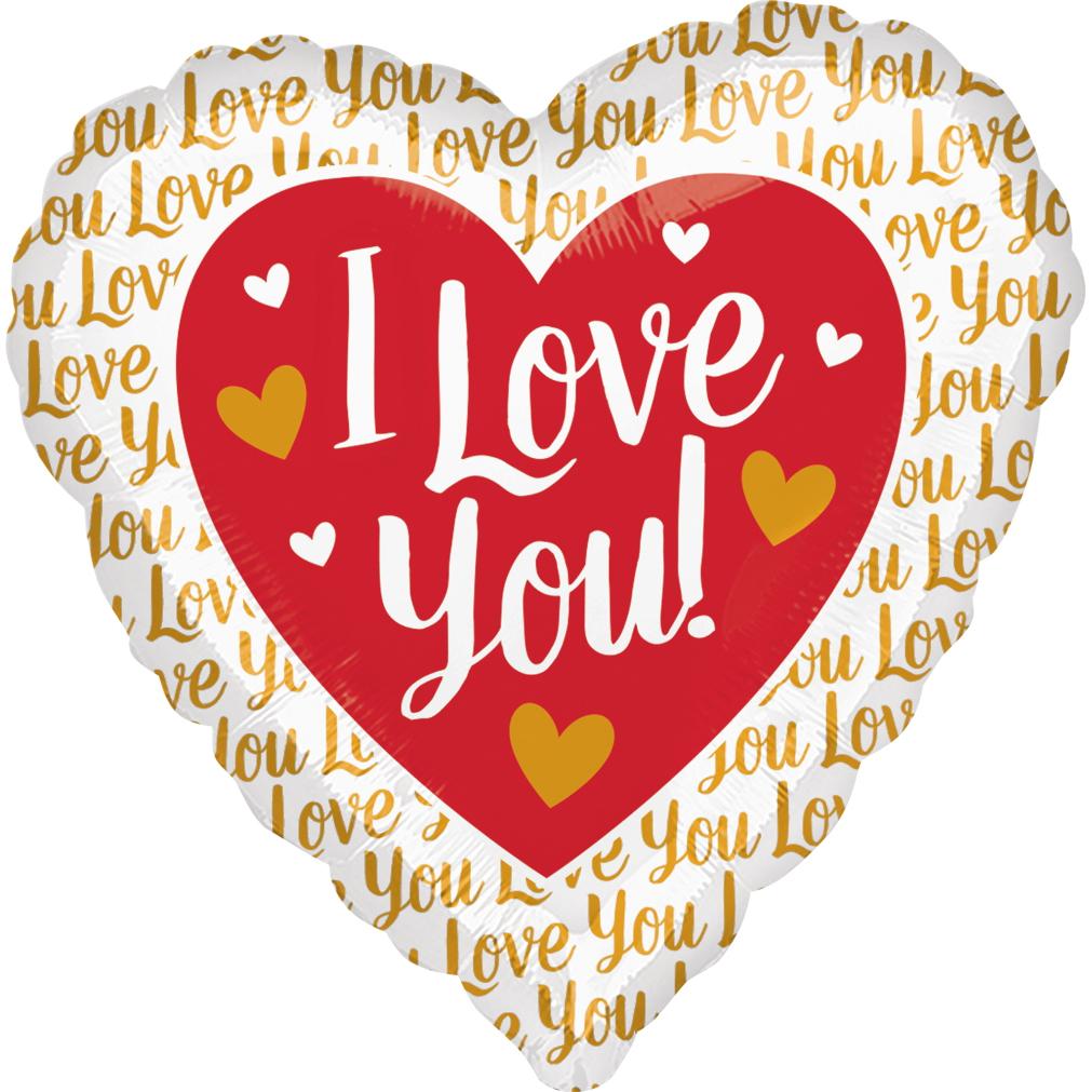 I Love You Gold Jumbo Foil Balloon 71cm Balloons & Streamers - Party Centre - Party Centre