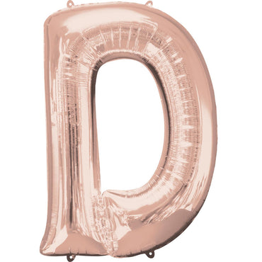 Letter D Rose Gold SuperShape Foil Balloon 60x83cm Balloons & Streamers - Party Centre - Party Centre