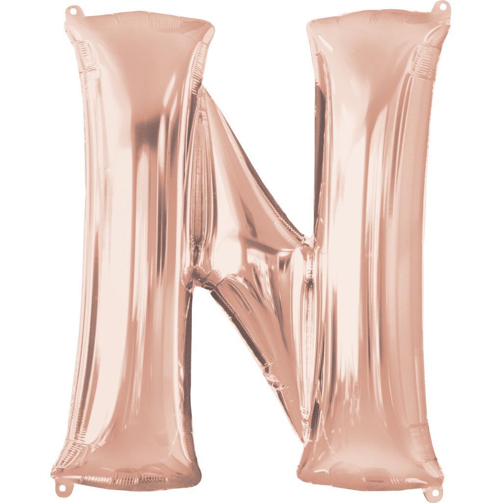 Letter N Rose Gold SuperShape Foil Balloon 60x81cm Balloons & Streamers - Party Centre - Party Centre