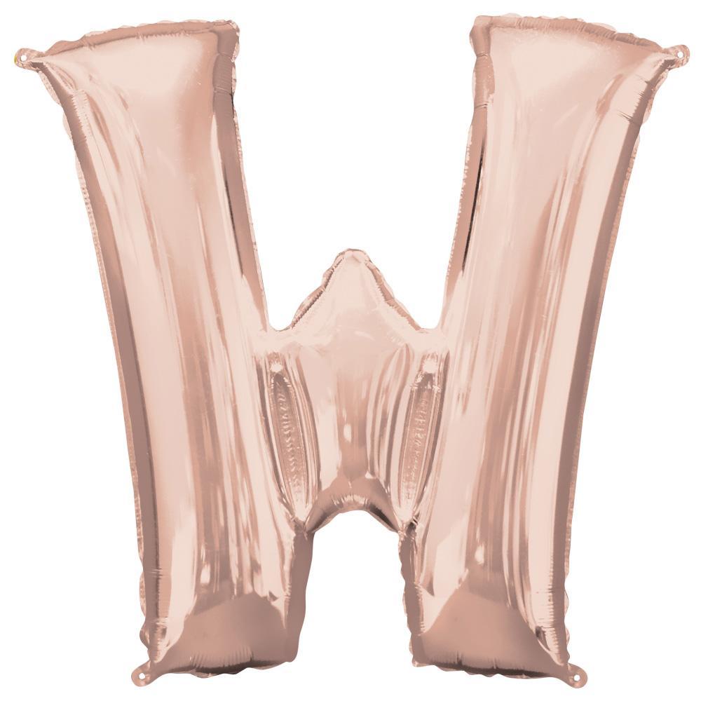 Letter W Rose Gold SuperShape Foil Balloon 71x83cm Balloons & Streamers - Party Centre - Party Centre