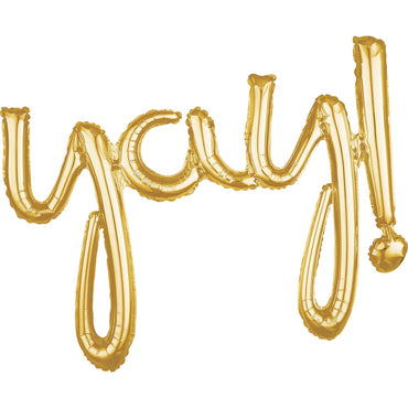 Yay! Script Phrase Gold Foil Balloon 88x63cm Balloons & Streamers - Party Centre - Party Centre