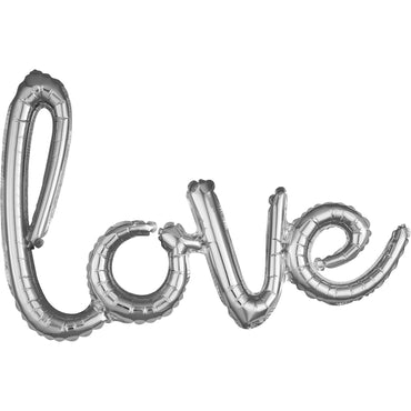 Love Script Phrase Silver Foil Balloon 78x53cm Balloons & Streamers - Party Centre - Party Centre