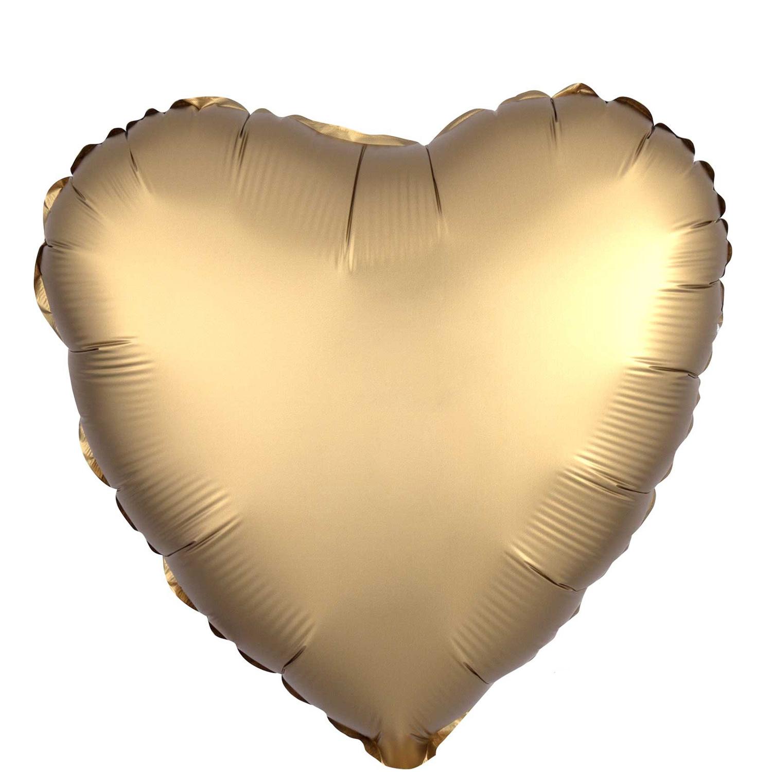 Satin Luxe Gold Sateen Heart Foil Balloon 45cm Balloons & Streamers - Party Centre - Party Centre