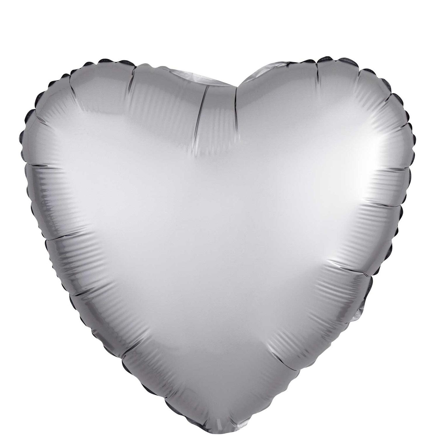 Satin Luxe Platinum Heart Foil Balloon 45cm Balloons & Streamers - Party Centre - Party Centre