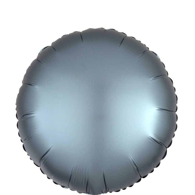 Satin Luxe Steel Blue Round Foil Balloon 45cm Balloons & Streamers - Party Centre