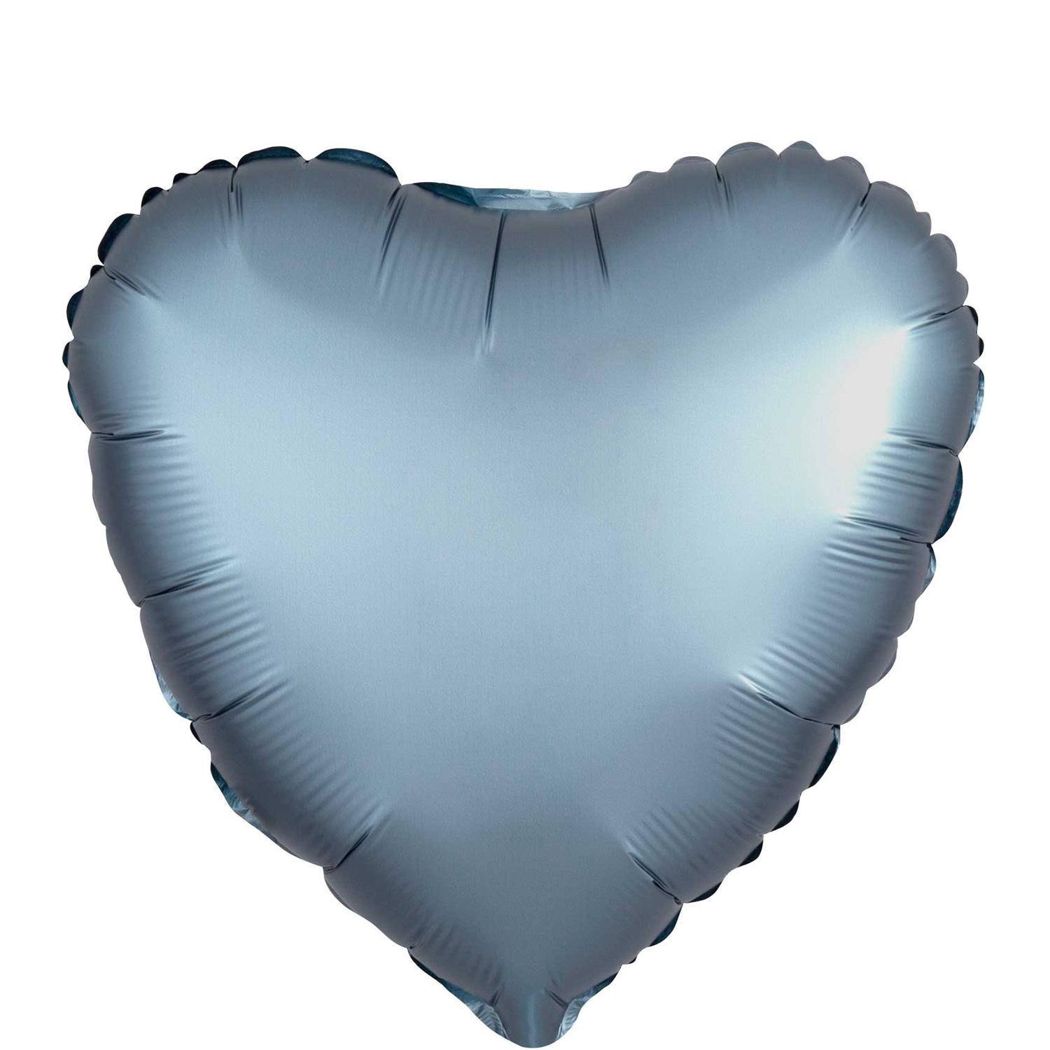 Satin Luxe Steel Blue Heart Foil Balloon 45cm Balloons & Streamers - Party Centre - Party Centre