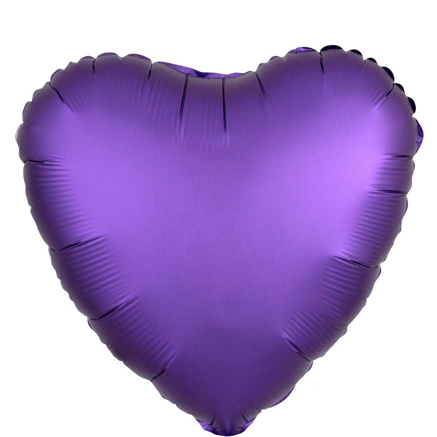 Satin Luxe Purple Royale Heart Foil Balloon 45cm Balloons & Streamers - Party Centre - Party Centre