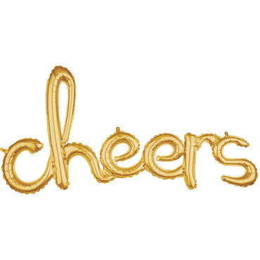 Cheers Script Phrase Gold Foil Balloon 101x53cm Balloons & Streamers - Party Centre - Party Centre