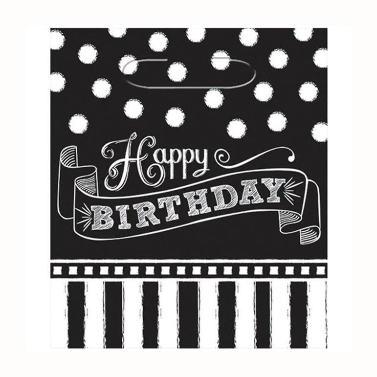 Black and White Small Plastic Loot Bags 8pcs Favours - Party Centre
