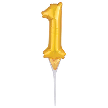 Gold Number Cake Pick Micro Foil Balloons - Party Centre