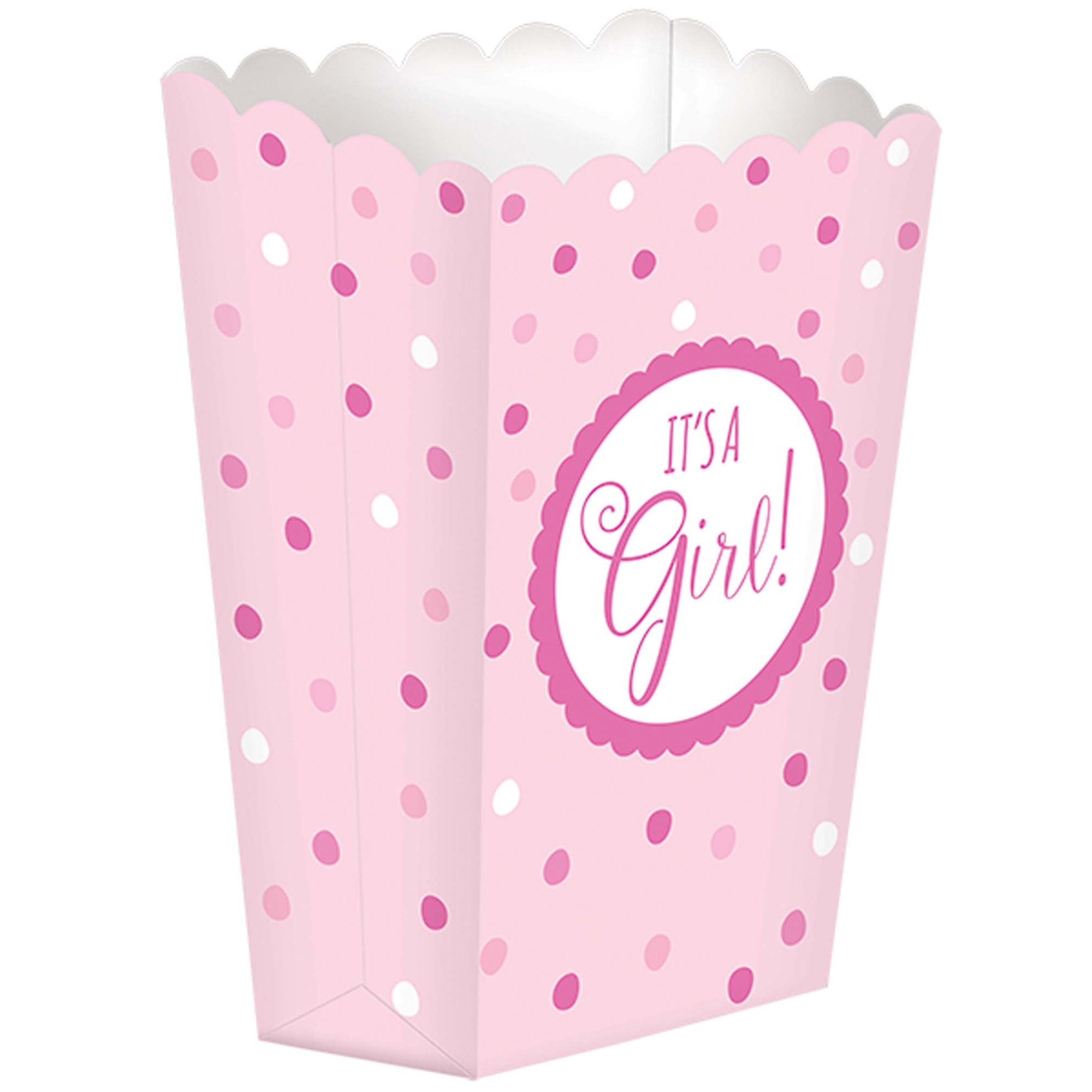 Baby Shower Pink Paper Popcorn Boxes 20pcs - Party Centre