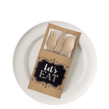 Kraft Paper Cutlery Holder 16pcs Solid Tableware - Party Centre - Party Centre