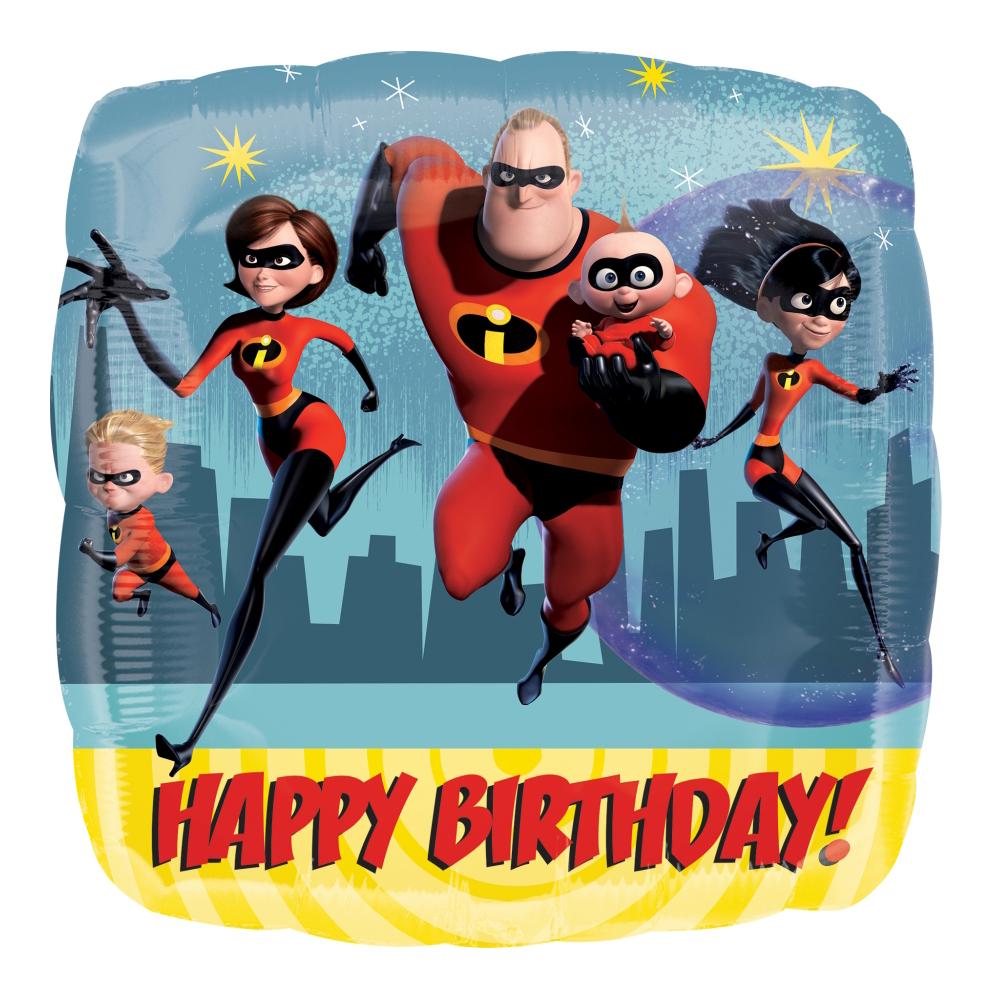 Incredibles 2 Happy Birthday Square Foil Balloon 45cm Balloons & Streamers - Party Centre - Party Centre