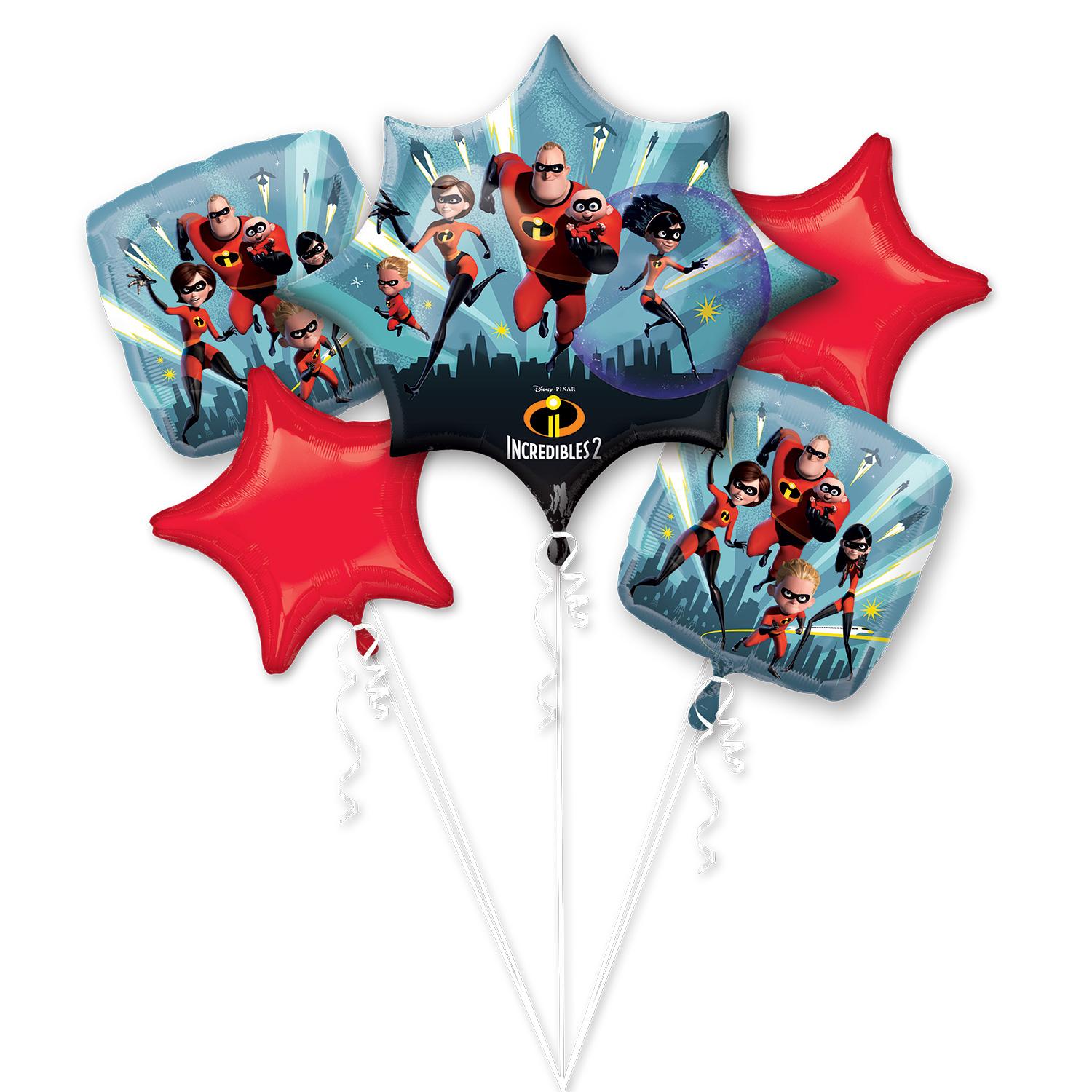 The Incredibles 2 Balloon Bouquet 5pcs Balloons & Streamers - Party Centre - Party Centre