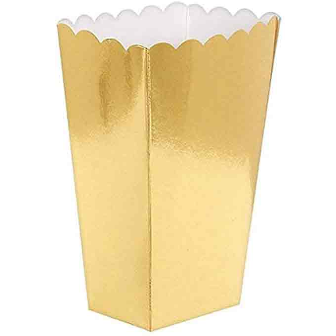 Gold Foil Small Paper Popcorn Boxes 5pcs - Party Centre