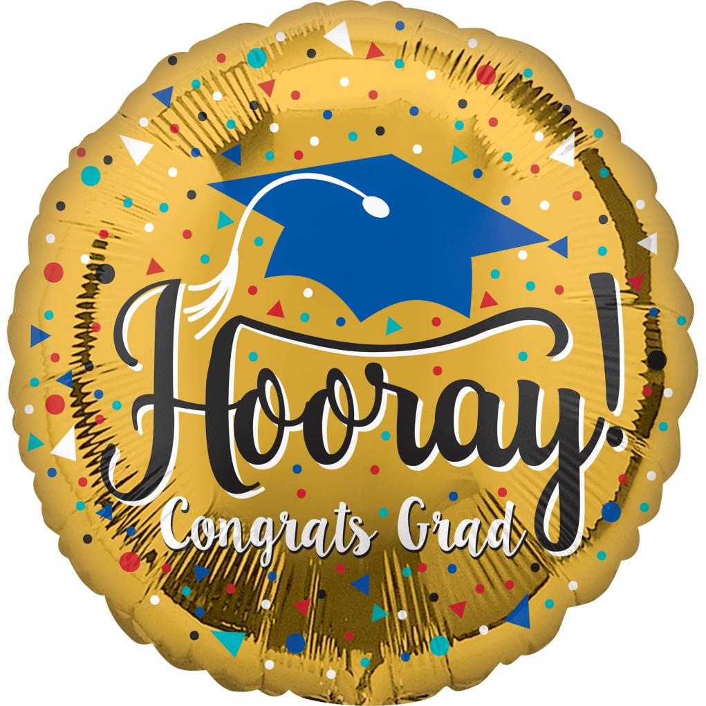 Hooray Graduation Gold Foil Balloon 45cm Balloons & Streamers - Party Centre - Party Centre