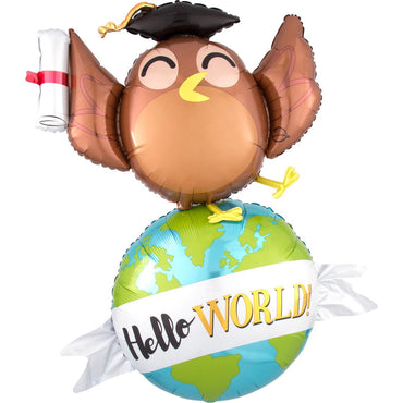 Hello World Owl Multi-Balloon 88x106cm Balloons & Streamers - Party Centre - Party Centre