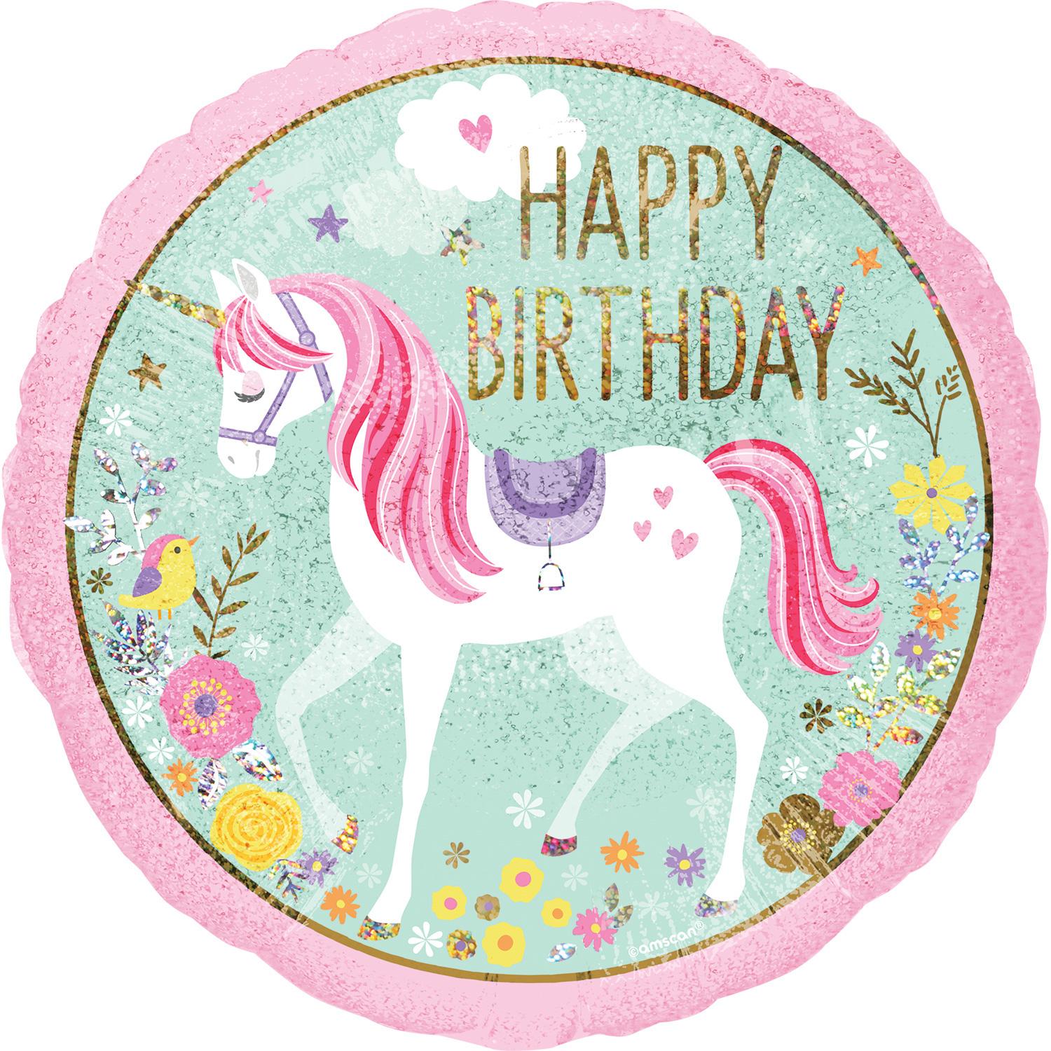 Magical Unicorn Happy Birthday Foil Balloon 45cm Balloons & Streamers - Party Centre - Party Centre