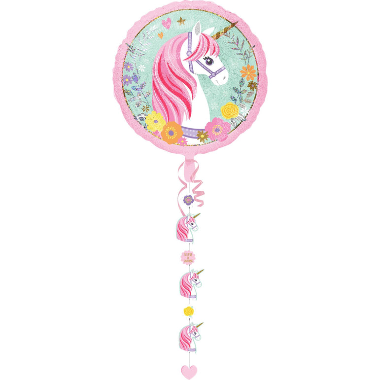 Magical Unicorn Jumbo Drop-A-Line Foil Balloon 81x228cm Balloons & Streamers - Party Centre
