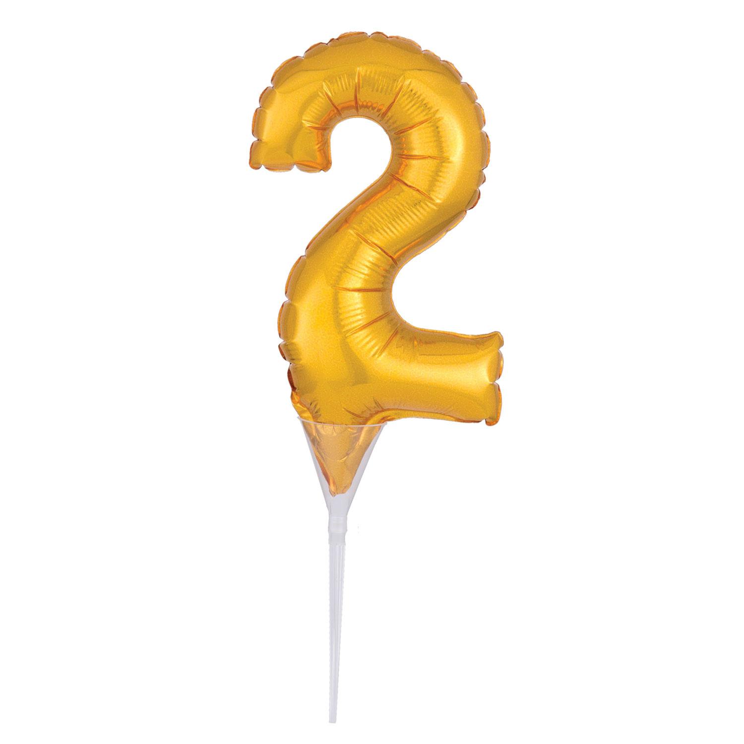 Gold Number 2 Cake Pick Micro Foil Balloon Balloons & Streamers - Party Centre - Party Centre