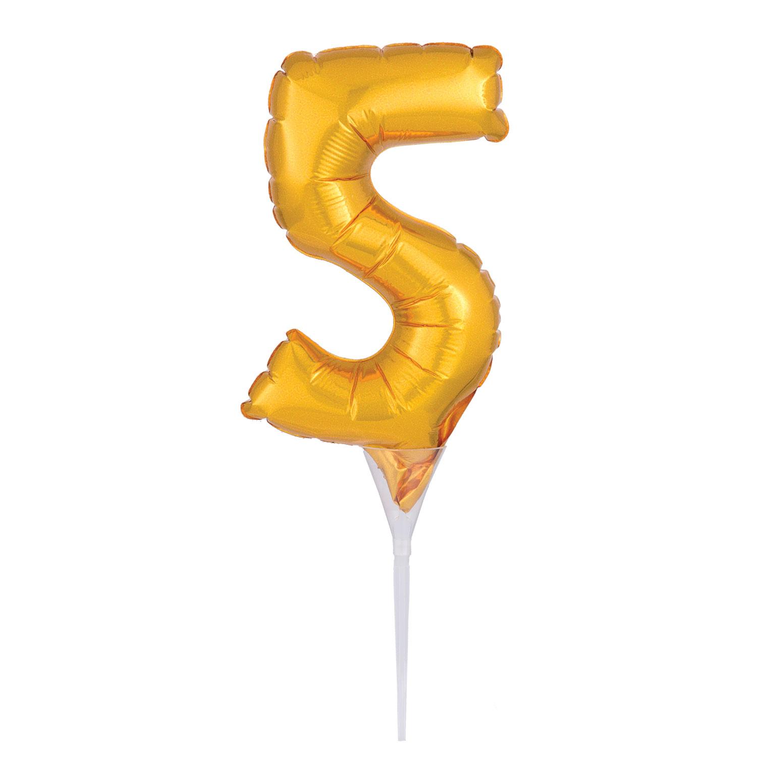 Gold Number 5 Cake Pick  Micro Foil Balloon Balloons & Streamers - Party Centre - Party Centre