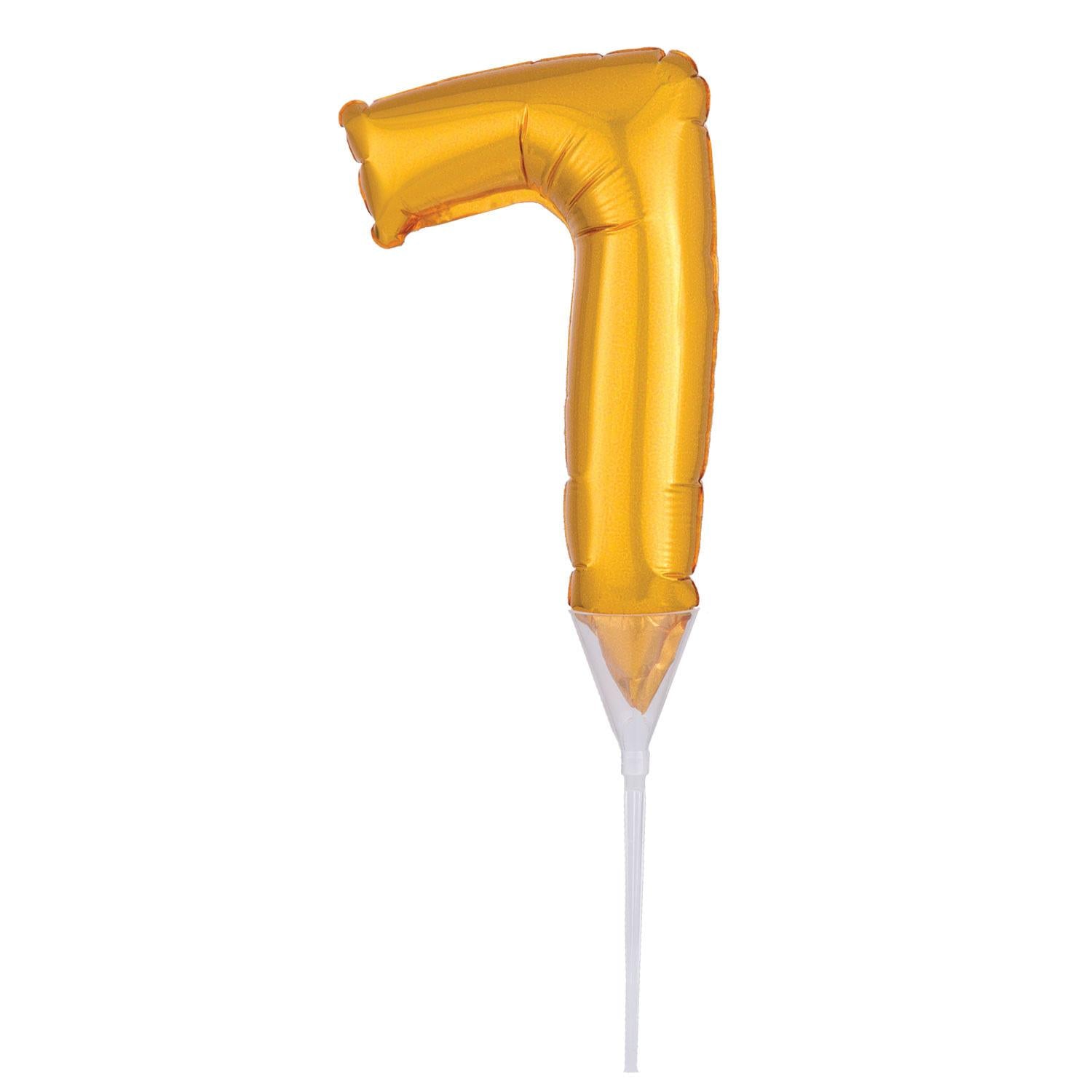 Gold Number 7 Cake Pick Micro Foil Balloon Balloons & Streamers - Party Centre - Party Centre