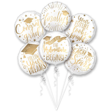 Graduation Messages Balloon Bouquet 6pcs Balloons & Streamers - Party Centre - Party Centre
