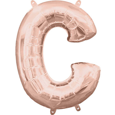 Rose Gold Letter C Mini Shape Balloon 22x33cm - Party Centre