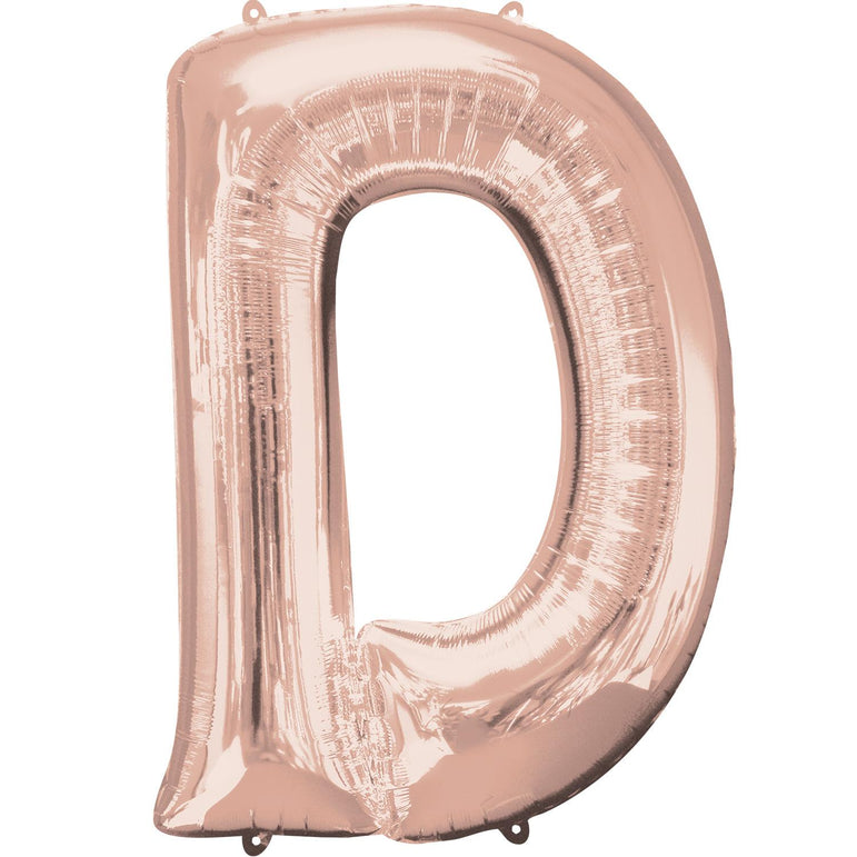 Rose Gold Letter D Mini Shape Foil Balloon 40cm Balloons & Streamers - Party Centre