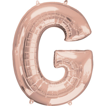 Rose Gold Letter G Mini Shape Foil Balloon 40cm Balloons & Streamers - Party Centre - Party Centre