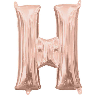 Rose Gold Letter H Mini Shape Balloon 25x33cm - Party Centre